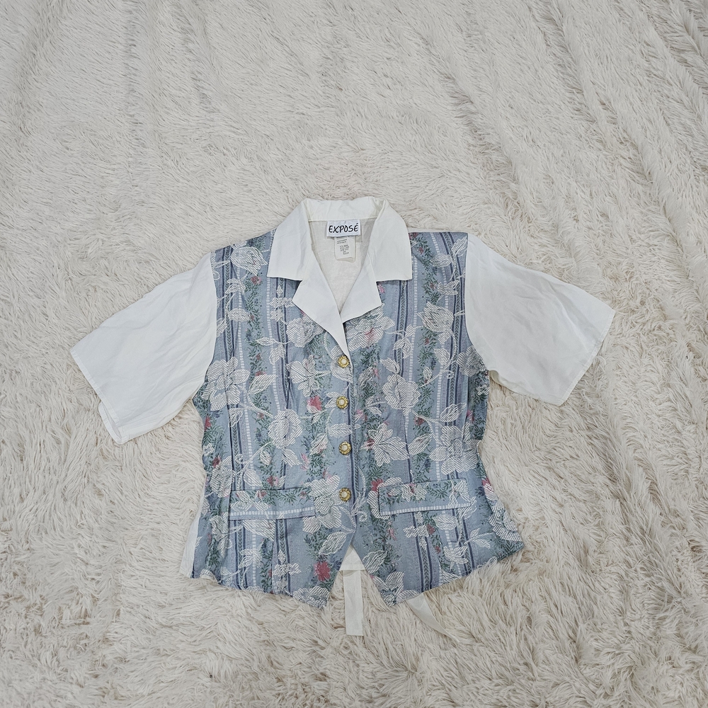 VTG.Exposé Blue and White Button Down Shirt